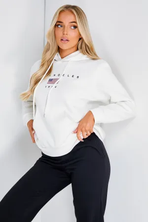 White Los Angeles Slogan Oversized Hoodie