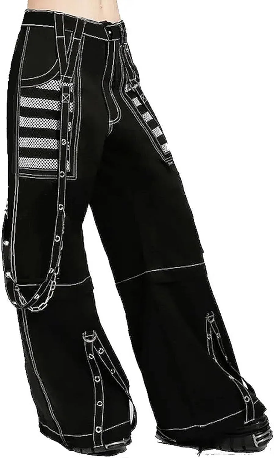 Women Gothic Black Cargo Pants Y2K High Waist Baggy Jeans Rock Style Cargo Pants with Chain Harajuku Streetwear