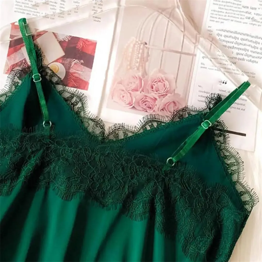 Women Lace Patchwork Backless Spaghetti Strap V Neck Silky Soft Casual Sexy Tank Tops Sexy Lace Camisole