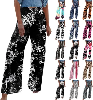 Women Linen Pants 2025 Summer Casual Loose Wide Leg Palazzo Pants Smocked High Waist Flowy Beach Trousers