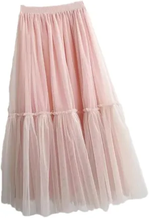 Women Petticoat Tulle Skirt Vintage Midi Skirts Pleated Soft Mesh Skirts Womens Bridesmaid Wedding Women's Skirts