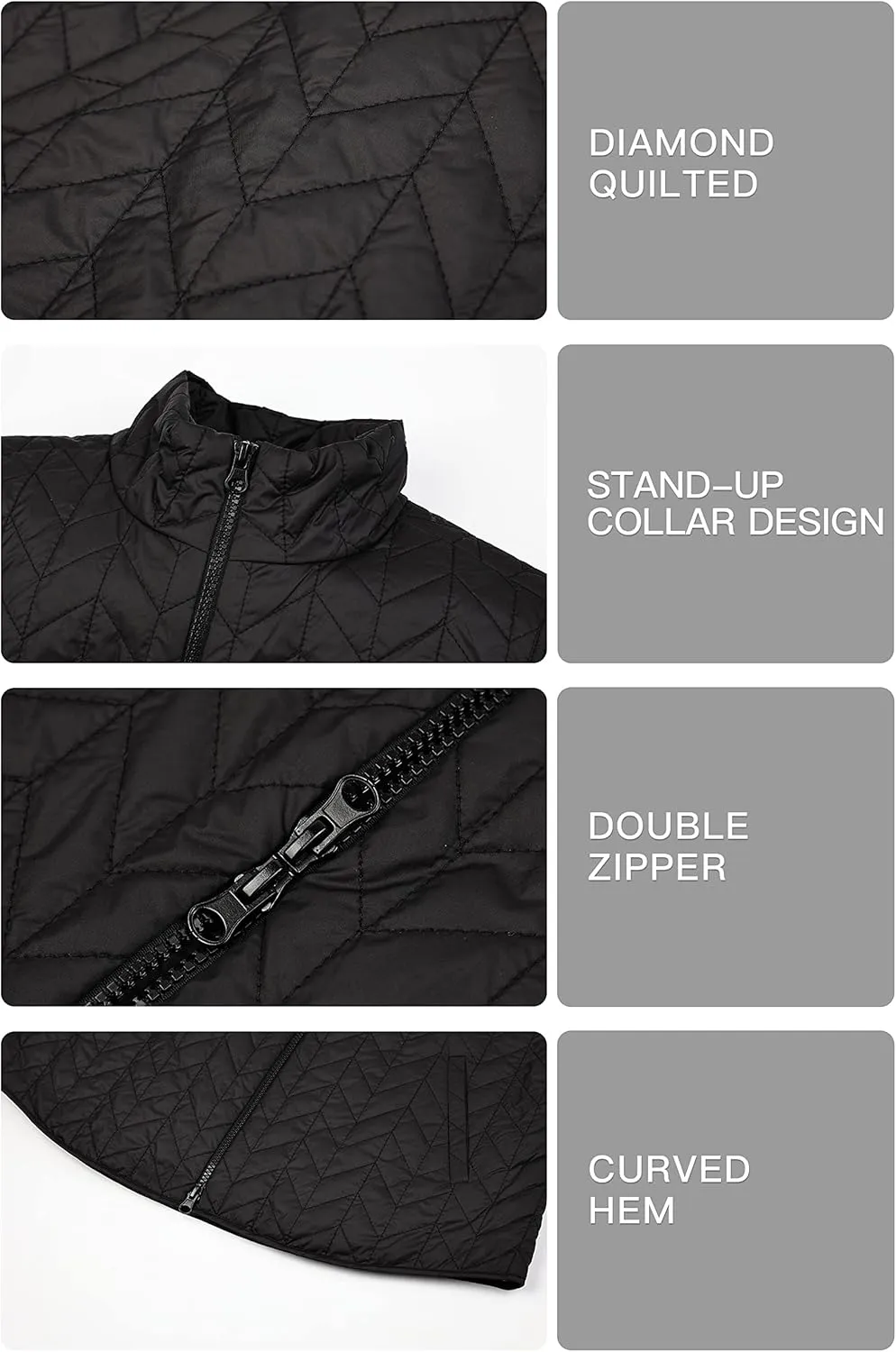 Women's Autumn Winter Reversible Vest Light Weight Stand Collar cotton Quilted
