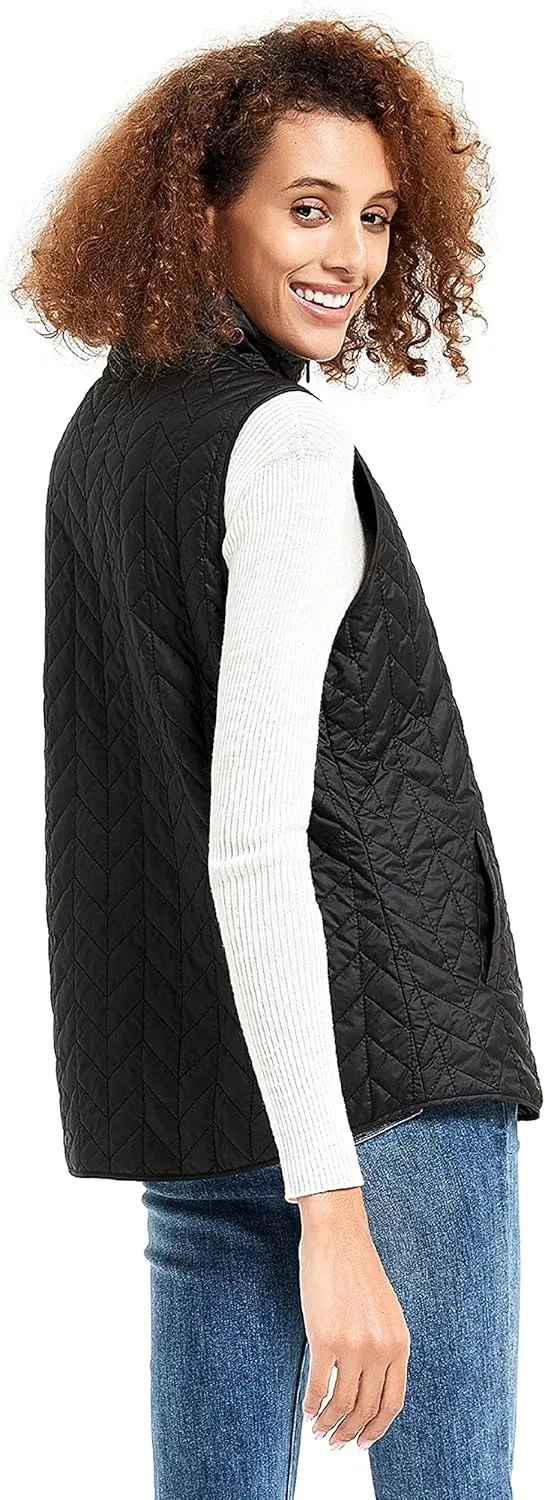 Women's Autumn Winter Reversible Vest Light Weight Stand Collar cotton Quilted