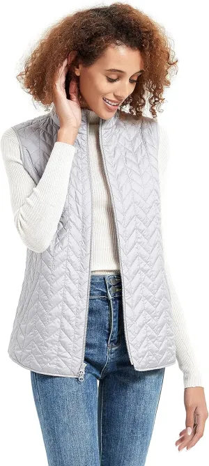 Women's Autumn Winter Reversible Vest Light Weight Stand Collar cotton Quilted