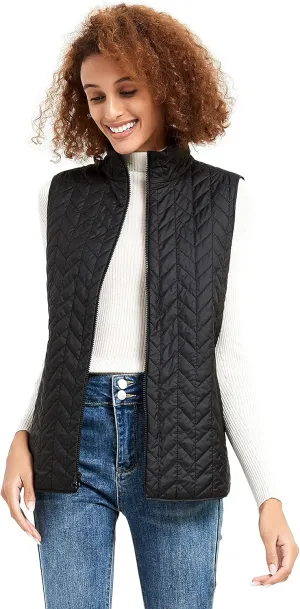 Women's Autumn Winter Reversible Vest Light Weight Stand Collar cotton Quilted