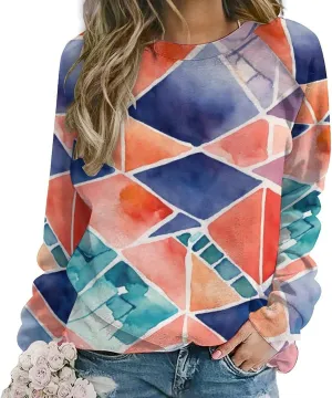Women's Boho Floral Sweatshirts Casual Oversized Long Sleeve Crewneck Sweatshirts Fall Graphic Pullover Shirt Top