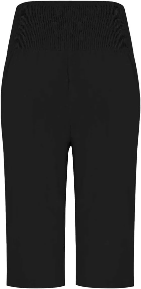 Womens Capri Pants, with Pockets Loose Wide Leg High Waist Capri Pants