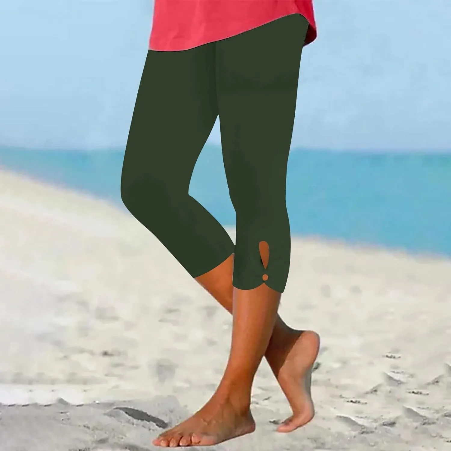 Womens Capris for Summer Dressy Cropped High Waist Yoga Pants Comfy Stretchy Leggings Workout Compression Trouser