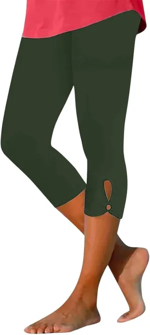 Womens Capris for Summer Dressy Cropped High Waist Yoga Pants Comfy Stretchy Leggings Workout Compression Trouser