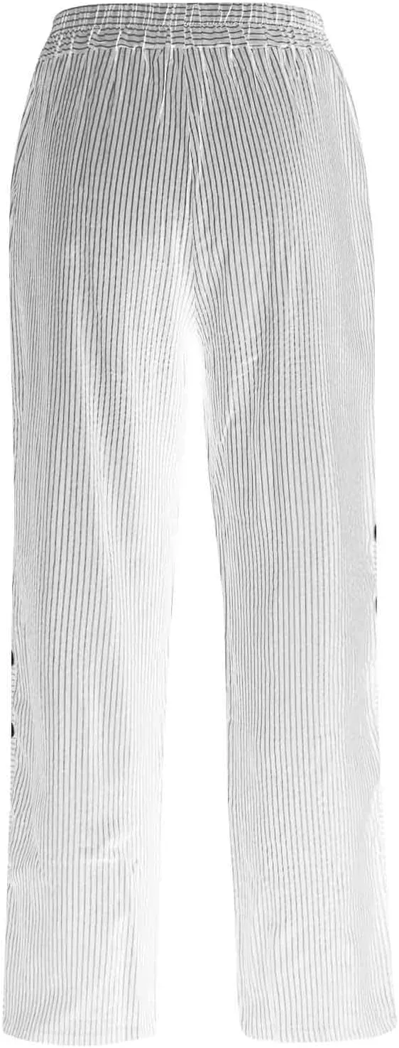 Womens Casual Linen High Waist Pants Drawstring Loose Fit Summer Work Pants Trousers with Side Pockets
