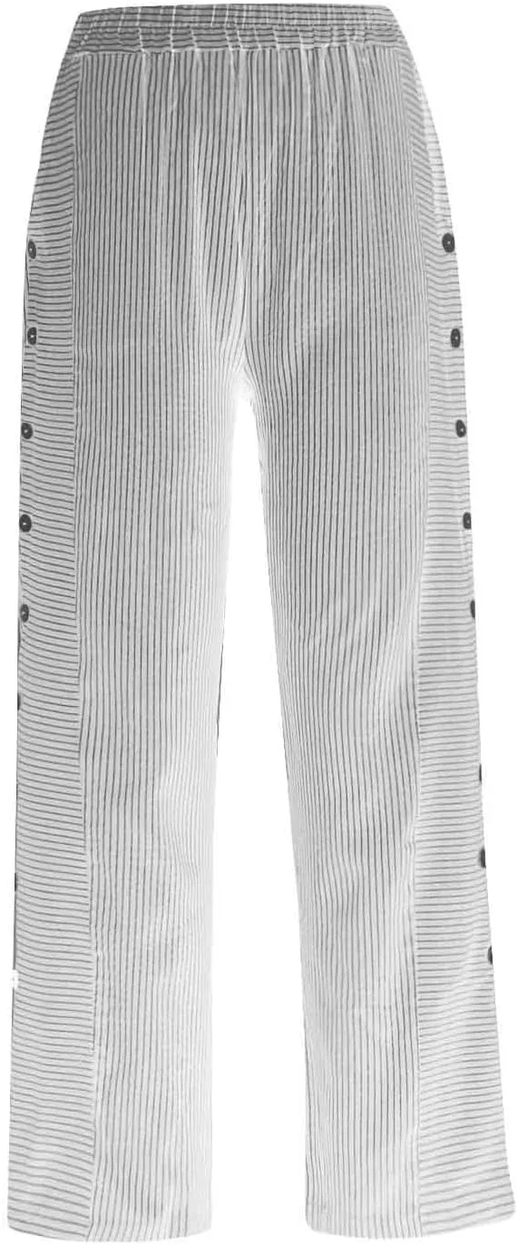 Womens Casual Linen High Waist Pants Drawstring Loose Fit Summer Work Pants Trousers with Side Pockets