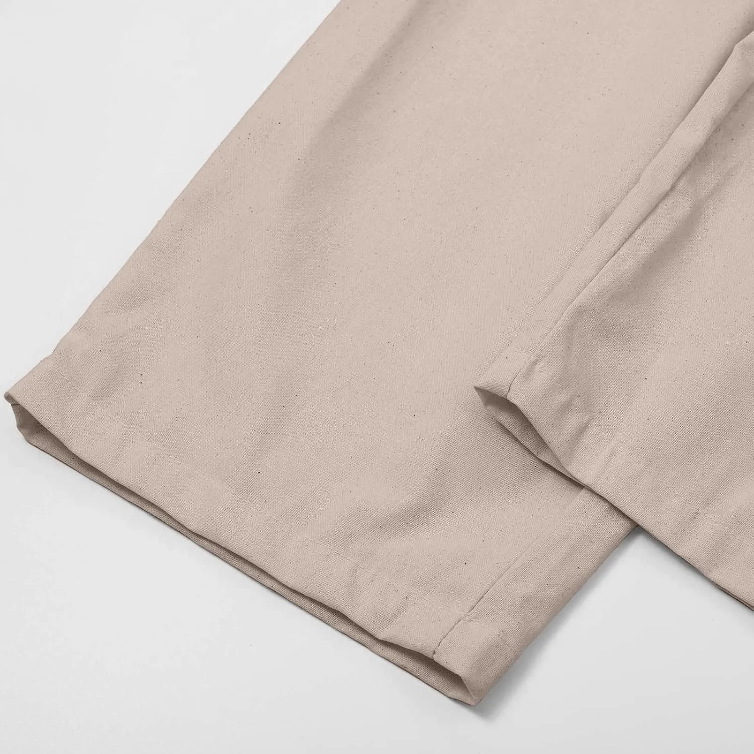 Women's Cotton Linen Micro Flared Pants Solid Summer Drawstring Wide Leg Pants Elastic Palazzo Trousers with Pockets
