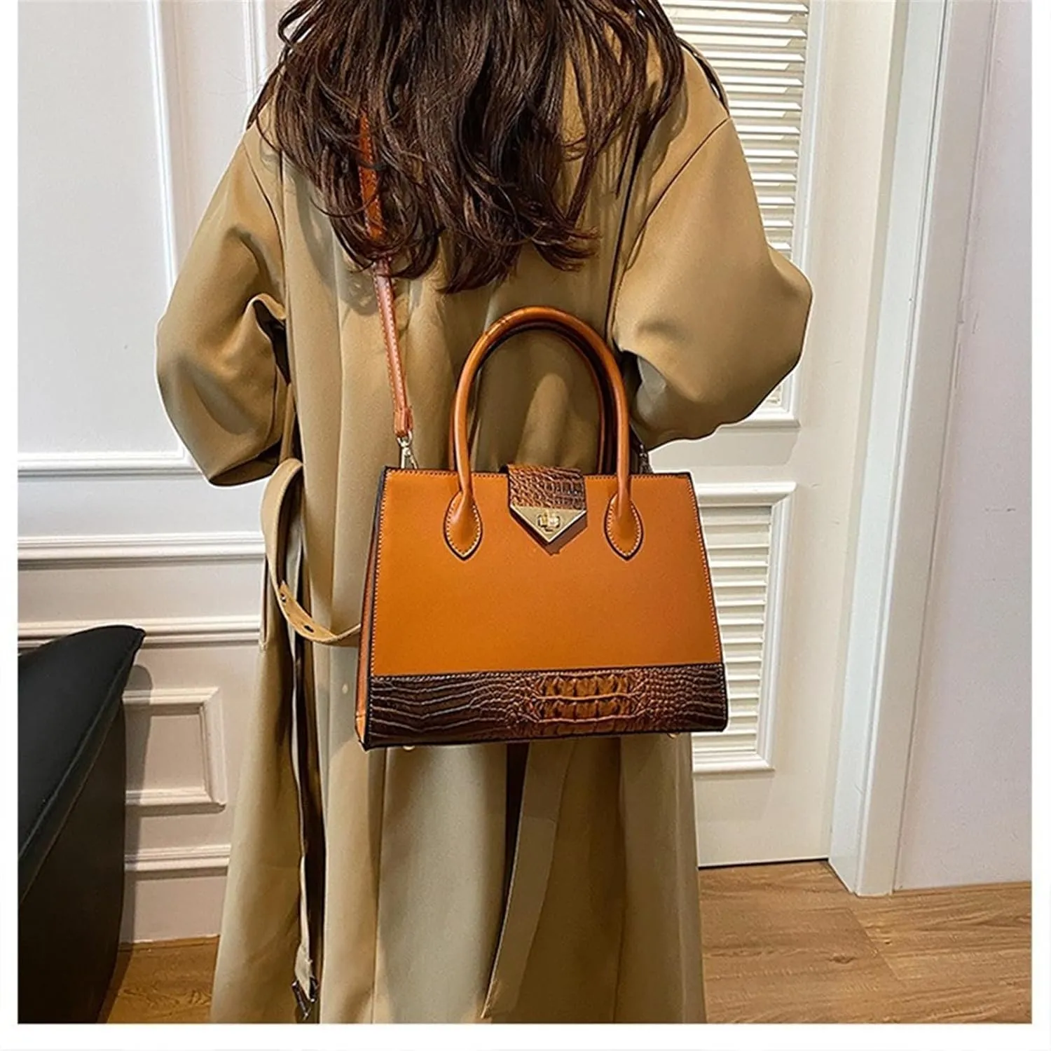 Women's Crocodile Tote Bag One-shoulder Straddle Handbag