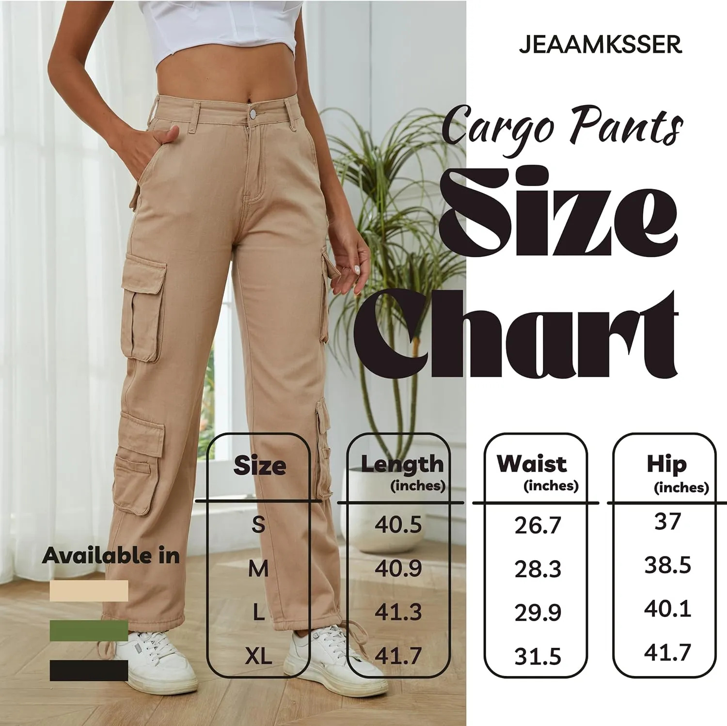 Womens High Waisted Black Cargo Pants with Pockets Baggy Solid Y2k Streetwear Pants