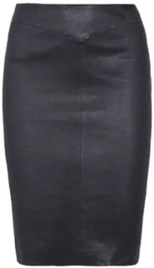 Women's Leather Skirt Genuine Soft Lambskin Leather Below-Knee Skirt Black, Red, Brown, White