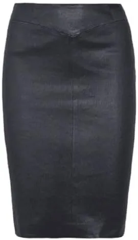 Women's Leather Skirt Genuine Soft Lambskin Leather Below-Knee Skirt Black, Red, Brown, White