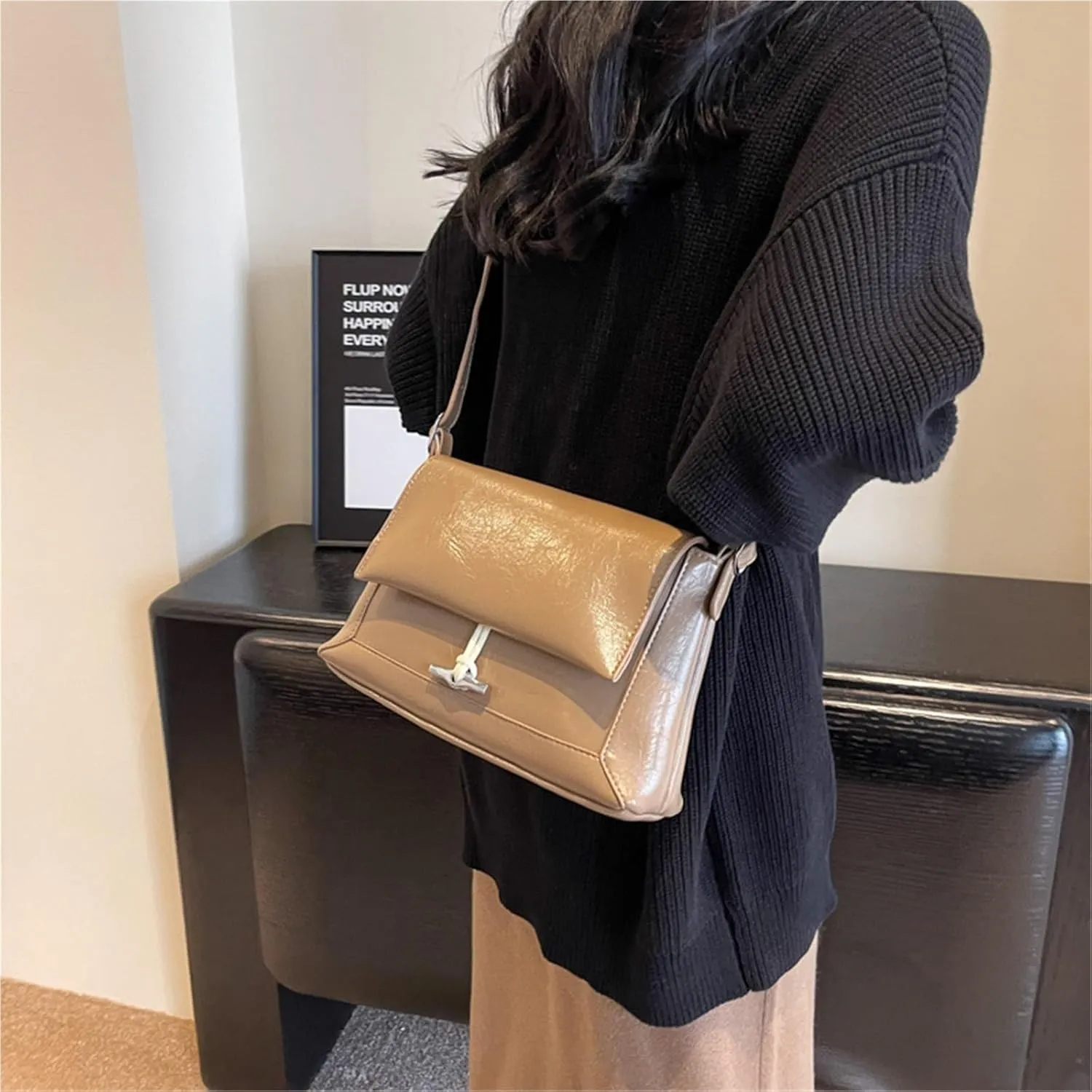 Women's oil shoulder bag crossbody bag