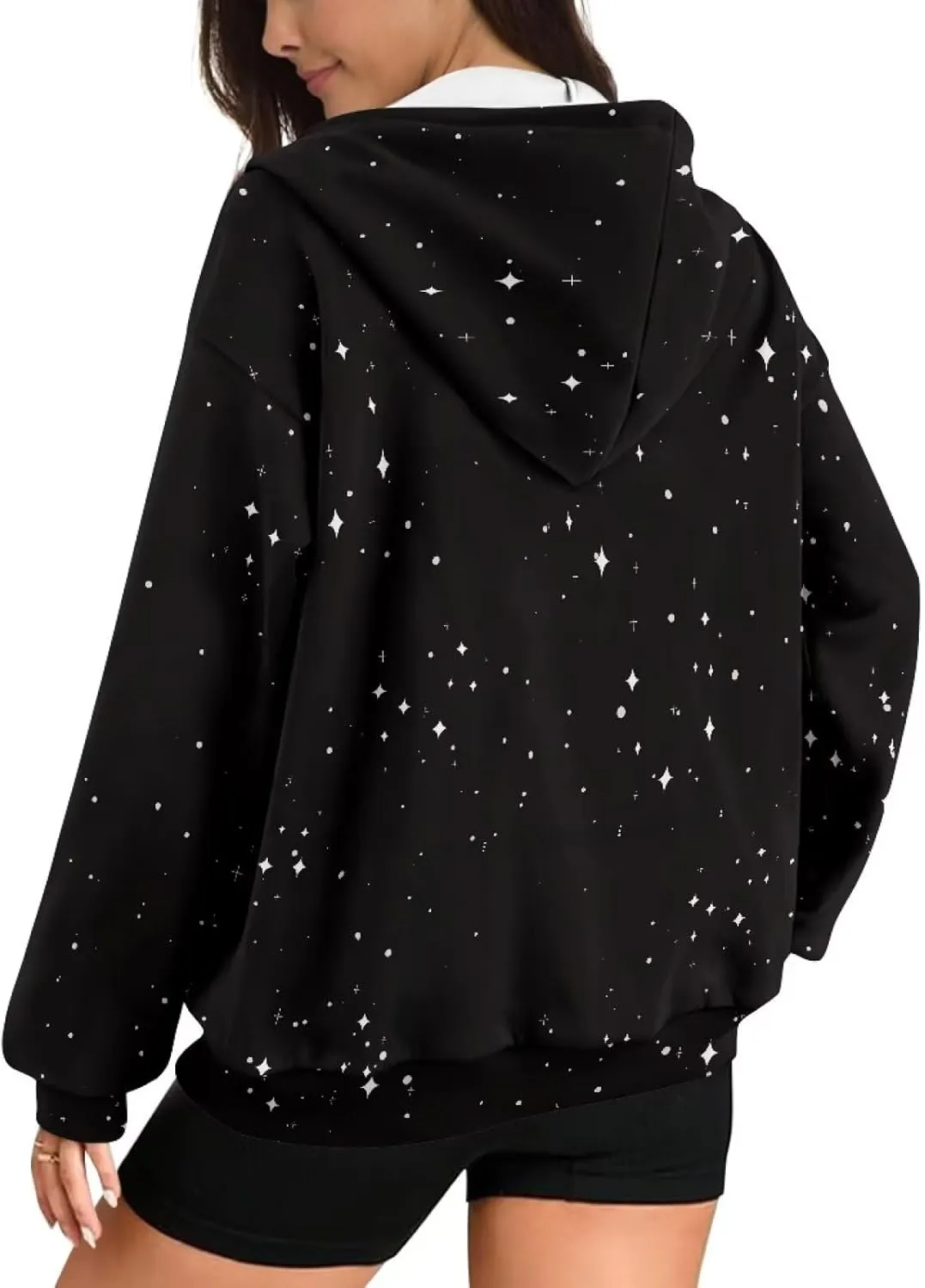 Womens Oversized Hoodie with Zipper Pockets Hooded Gradient Sweatshirt Women Zip Up Sweater Women Size XS-4XL