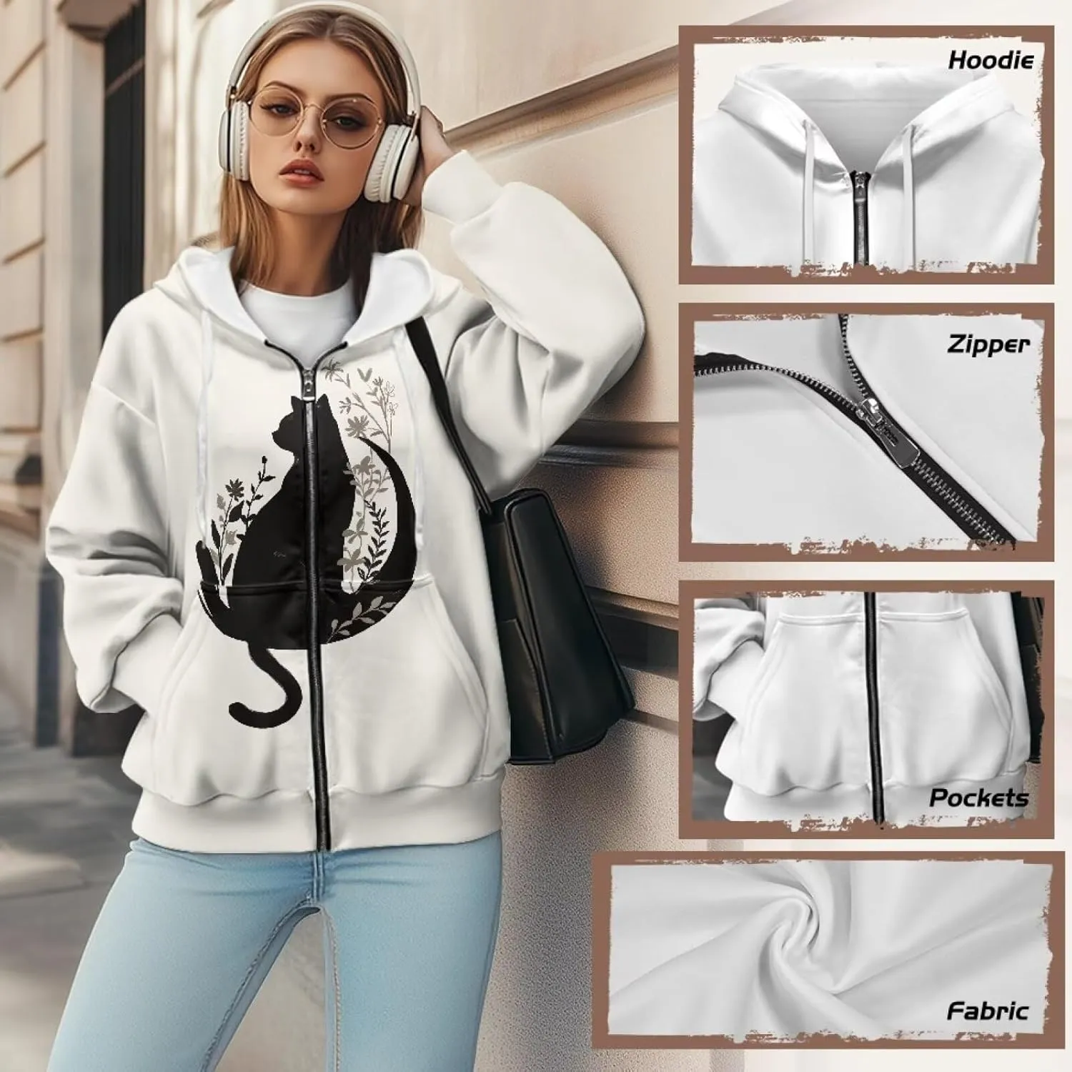 Womens Oversized Hoodie with Zipper Pockets Hooded Gradient Sweatshirt Women Zip Up Sweater Women Size XS-4XL
