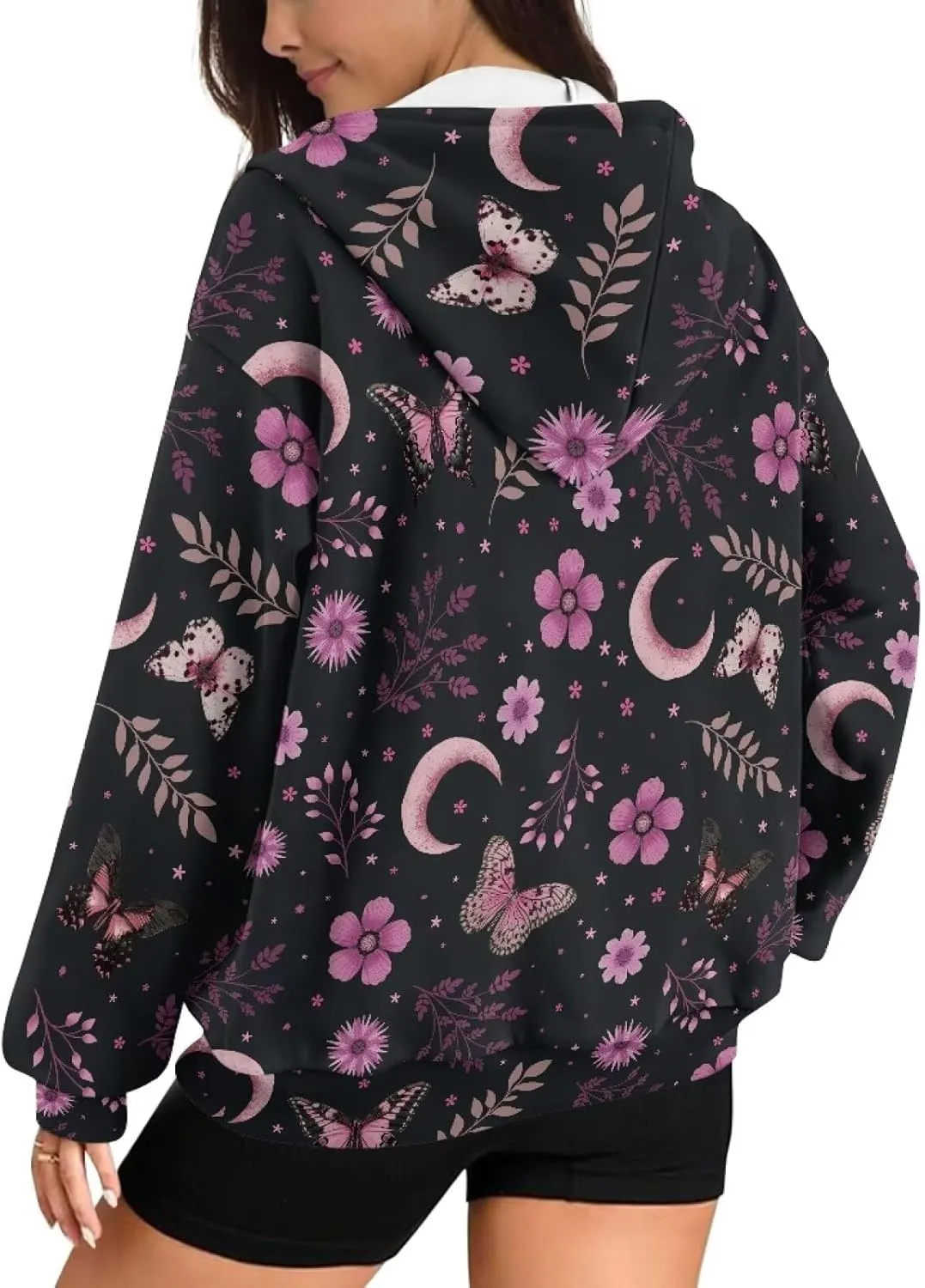 Womens Oversized Hoodie with Zipper Pockets Hooded Gradient Sweatshirt Women Zip Up Sweater Women Size XS-4XL