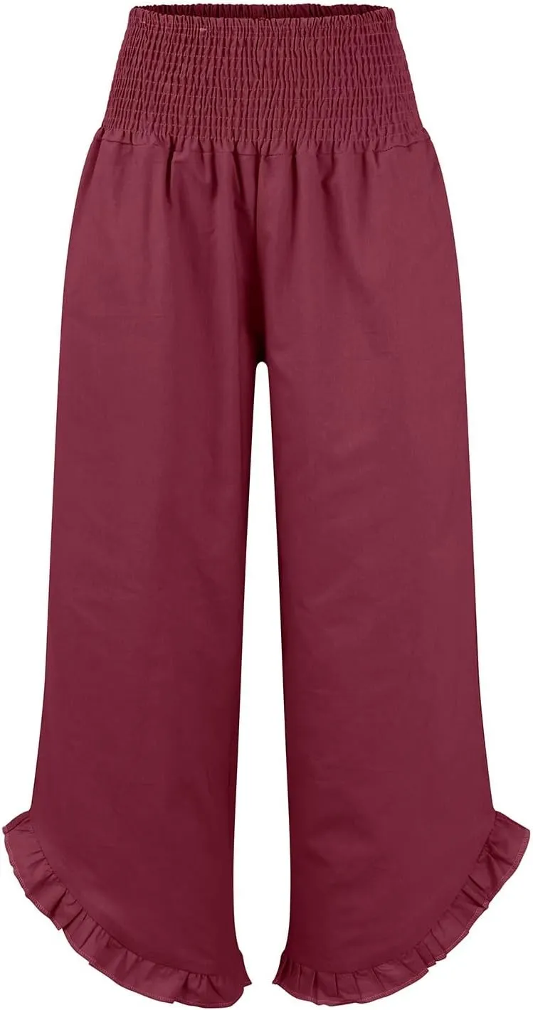 Women's Pants, Straight Leg Linen Pants Summer Wide High Waisted Lightweight Summmer