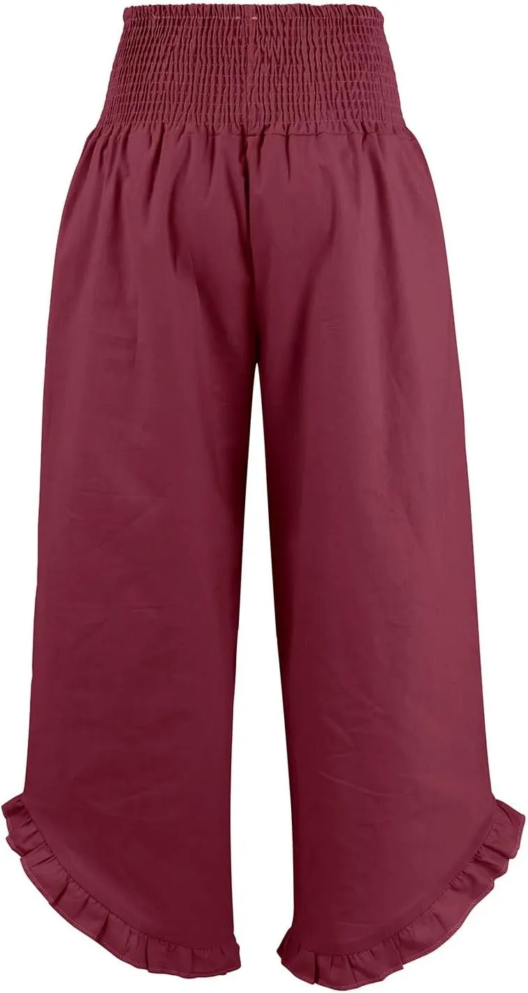 Women's Pants, Straight Leg Linen Pants Summer Wide High Waisted Lightweight Summmer