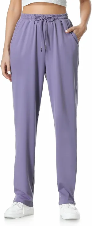 Womens Pants Straight Leg Sweatpants for Women Elastic Waist Work Pants Baggy Casual Drawstring Lounge Pants