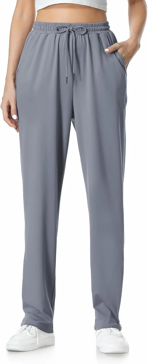 Womens Pants Straight Leg Sweatpants for Women Elastic Waist Work Pants Baggy Casual Drawstring Lounge Pants