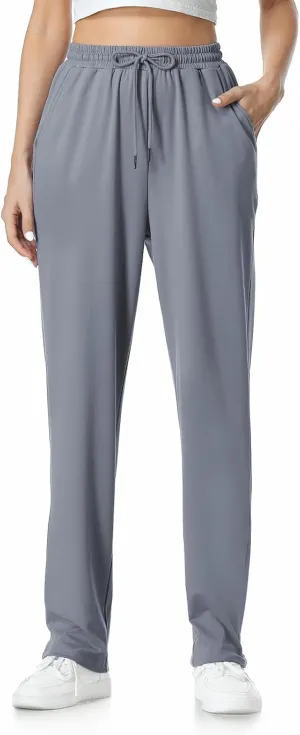 Womens Pants Straight Leg Sweatpants for Women Elastic Waist Work Pants Baggy Casual Drawstring Lounge Pants