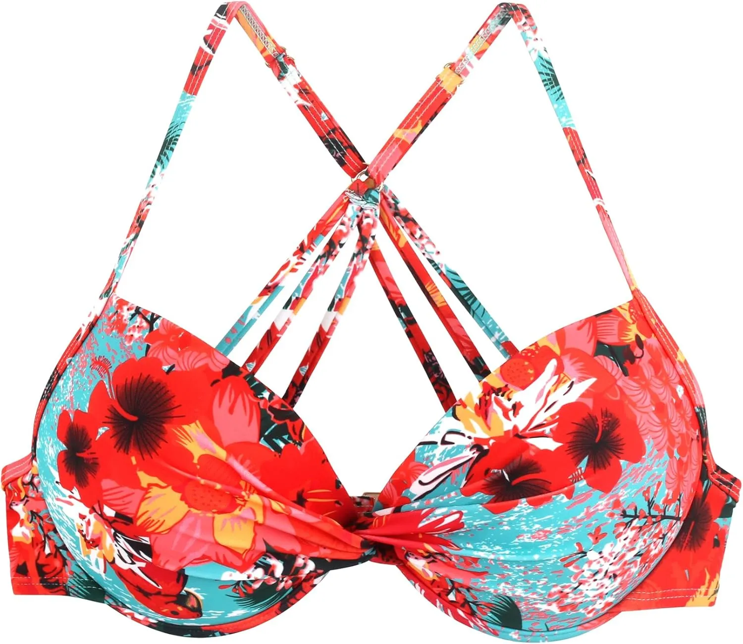 Women's Push Up Bikini Top Twist Front Underwire Molded Soft Pads Vintage Bikini Swimsuits Tops