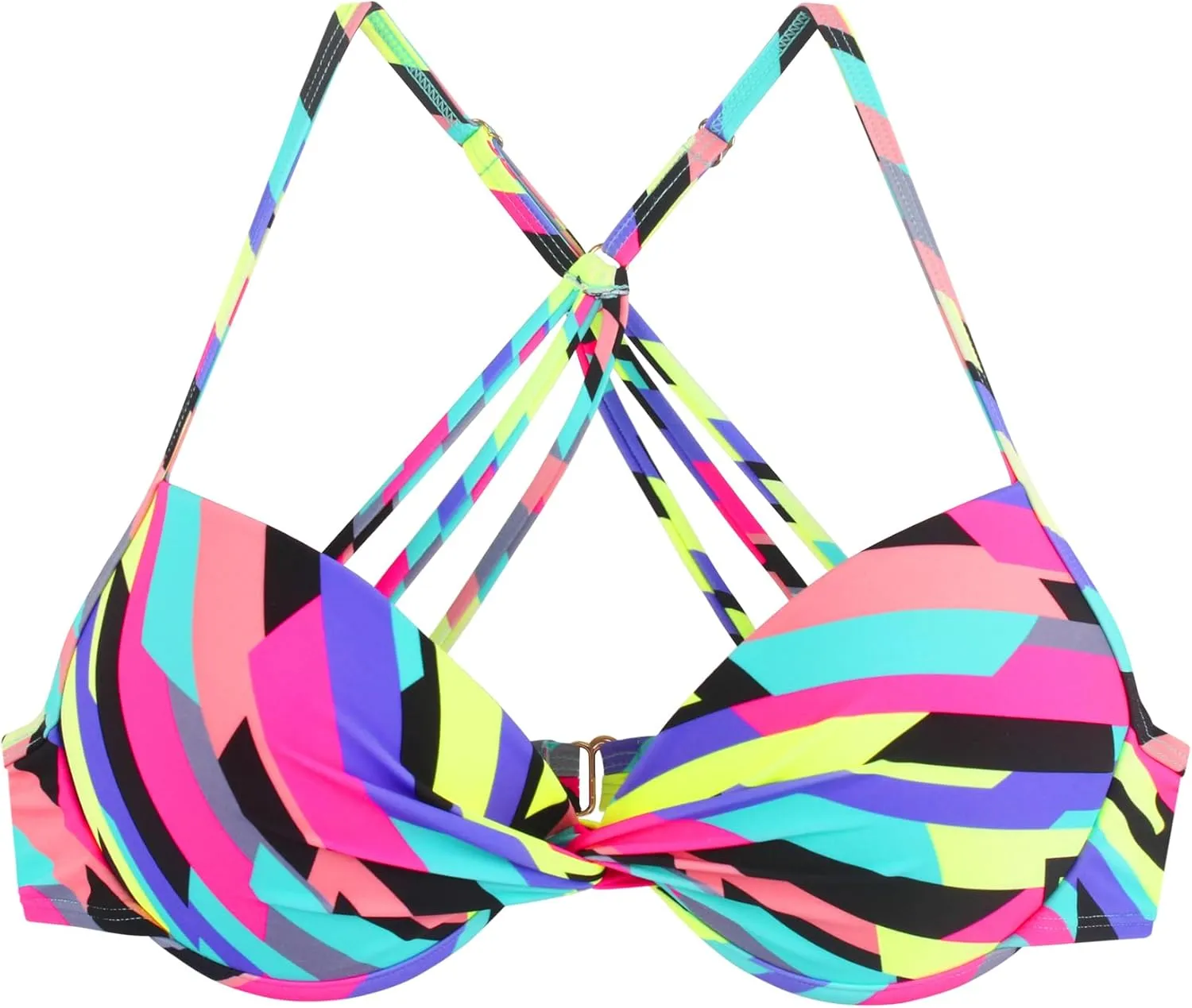 Women's Push Up Bikini Top Twist Front Underwire Molded Soft Pads Vintage Bikini Swimsuits Tops