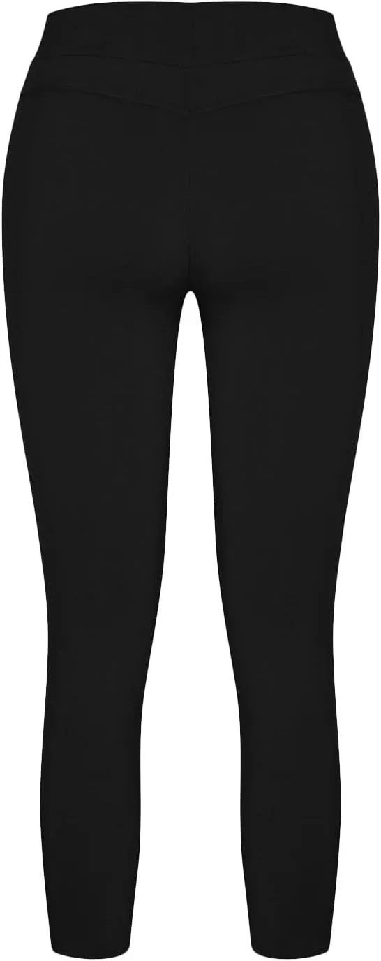 Women's Ripped Pencil Pants High Waist Lace-up Skinny Stretchy Leggings Workout Casual Yoga Trousers with Pockets