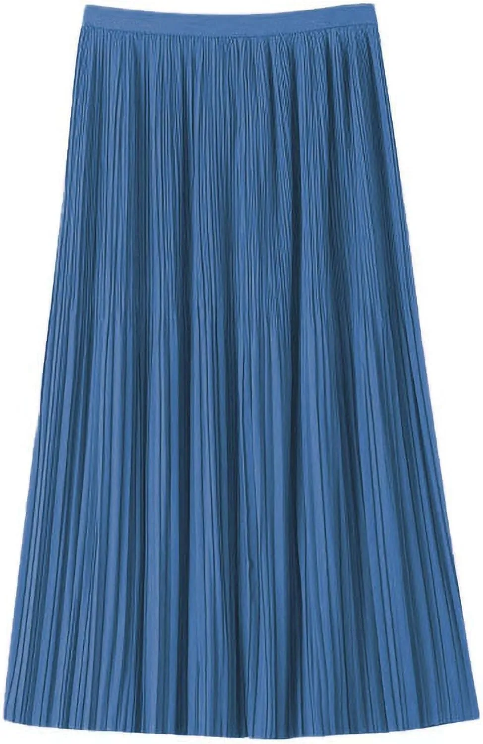 Women's Spring Summer Pleated Midi Skirts,Cool A-Line Swing Long Skirt,Soft Ladies Elastic High Waist Maxi Casual Skirt