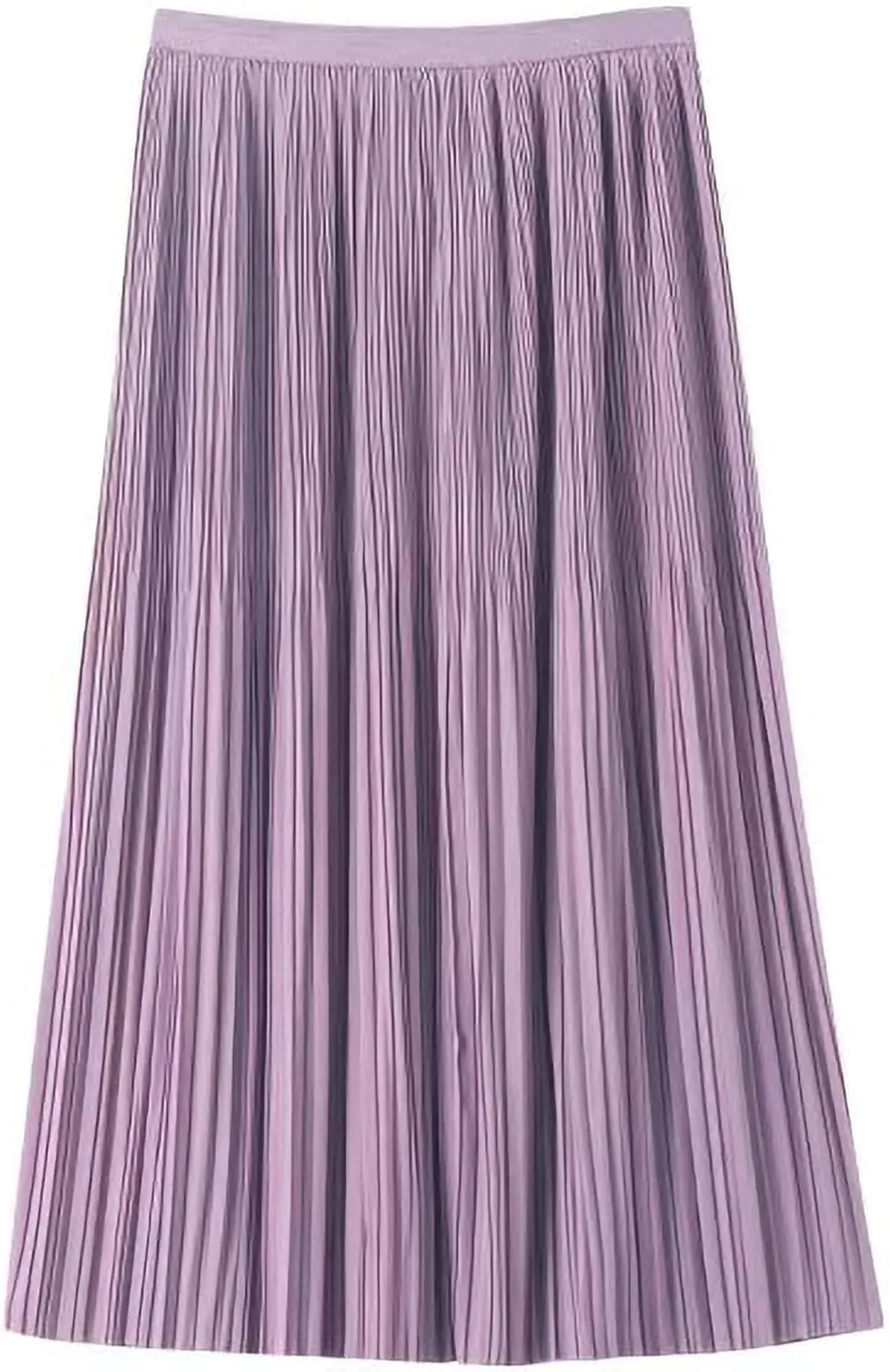 Women's Spring Summer Pleated Midi Skirts,Cool A-Line Swing Long Skirt,Soft Ladies Elastic High Waist Maxi Casual Skirt
