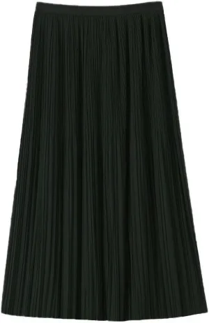Women's Spring Summer Pleated Midi Skirts,Cool A-Line Swing Long Skirt,Soft Ladies Elastic High Waist Maxi Casual Skirt