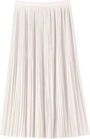 Women's Spring Summer Pleated Midi Skirts,Cool A-Line Swing Long Skirt,Soft Ladies Elastic High Waist Maxi Casual Skirt