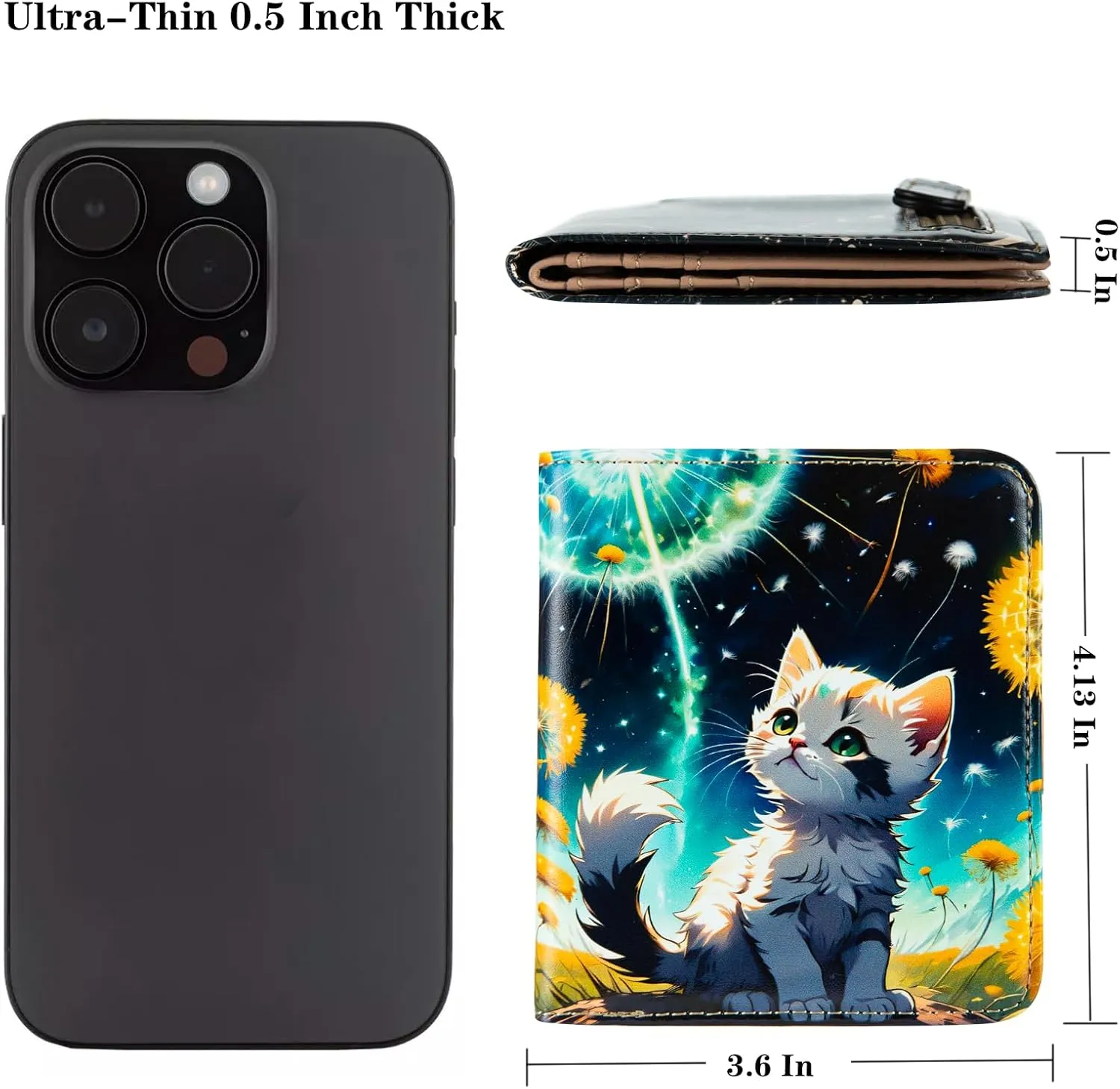 Womens Walle Rfid Blocking Small Compact Bifold Pocket Wallet Women travel mini wallet Ladies Purse with ID Window (Cats)