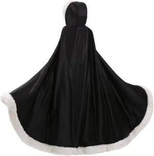 WOWBRIDAL Women's 57in Bridal Cape Wedding Cloak With Hand Muff Floor-length