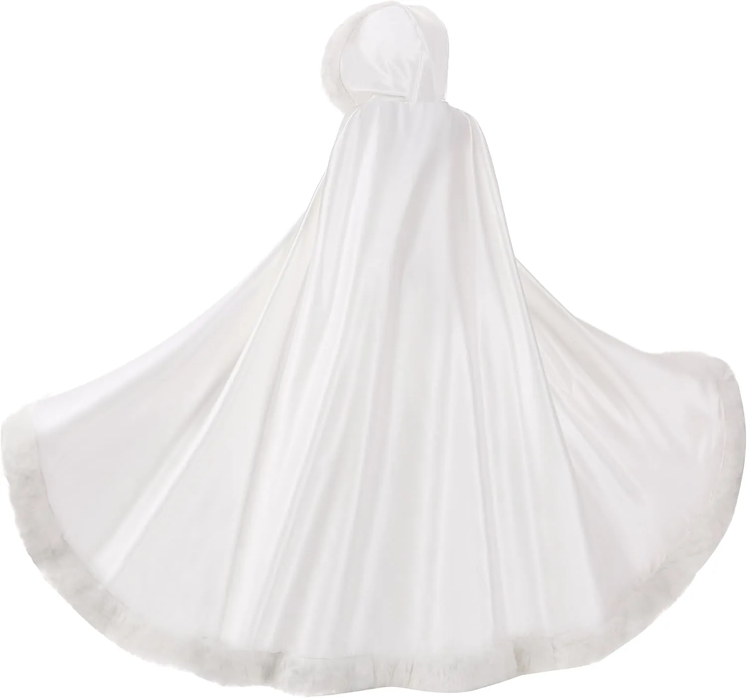 WOWBRIDAL Women's 57in Bridal Cape Wedding Cloak With Hand Muff Floor-length