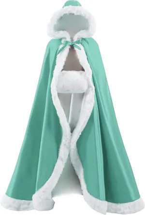 WOWBRIDAL Women's 57in Bridal Cape Wedding Cloak With Hand Muff Floor-length