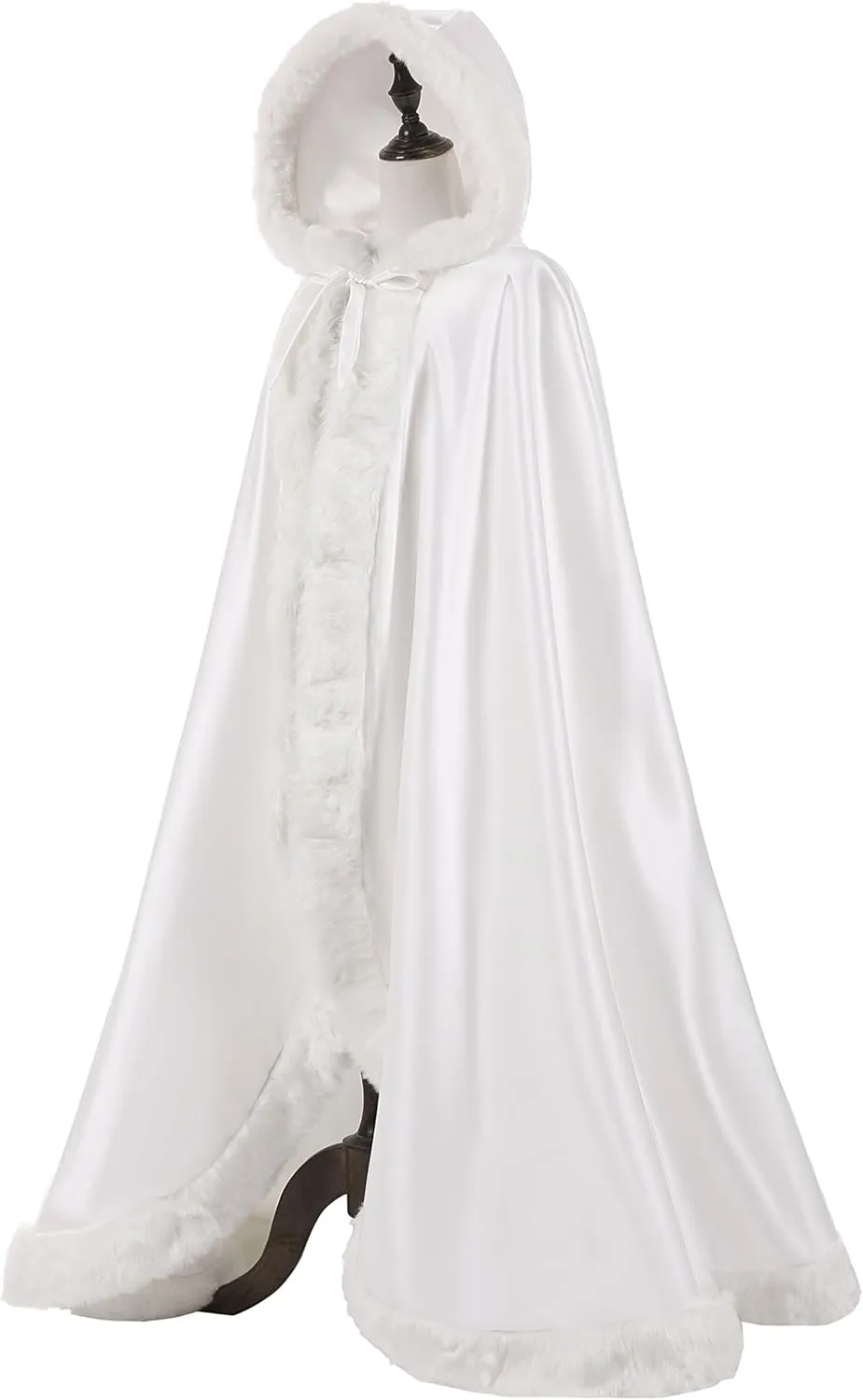 WOWBRIDAL Women's 57in Bridal Cape Wedding Cloak With Hand Muff Floor-length