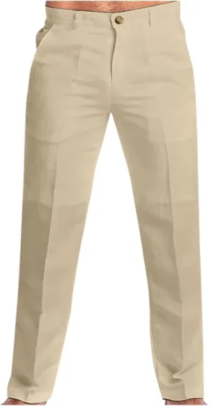 XUETON Men's Slim Fit Dress Pants Casual Office Work Pants Flat-Front Stretch Chino Golf Trousers Cotton Linen Workout Pants