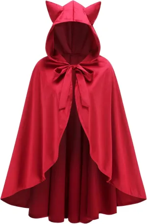 yolsun Little Red Riding Hood Cloak Adult Red Velvet Cape for Women Halloween Christmas Cosplay Costume